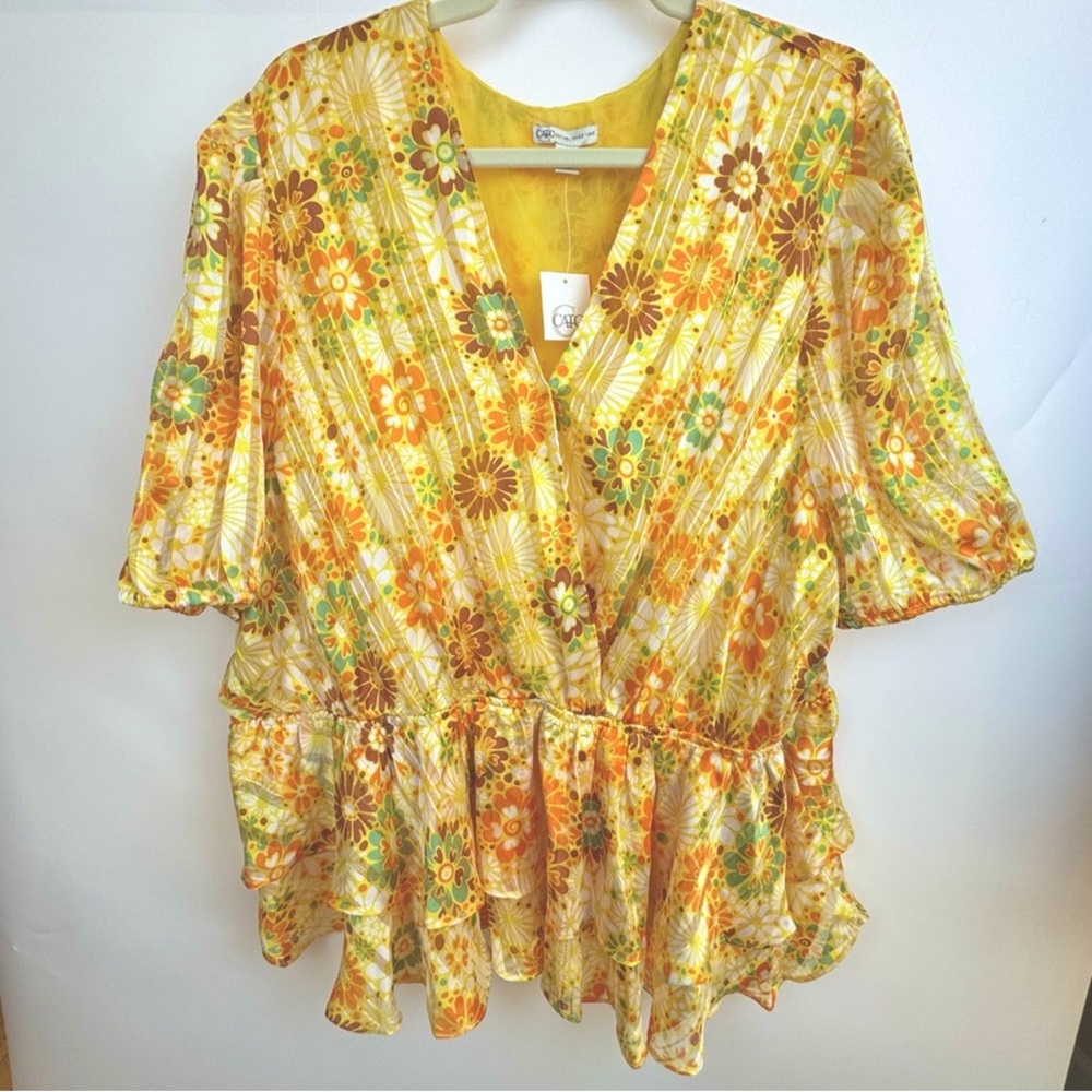 CATO - Plus Top - In Bloom Freesia Yellow💛⭐️22-24W
